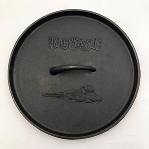 Bayou Classic Cast Iron Dutch Oven Lid Only 9" Black Seasoned Lip Handle
